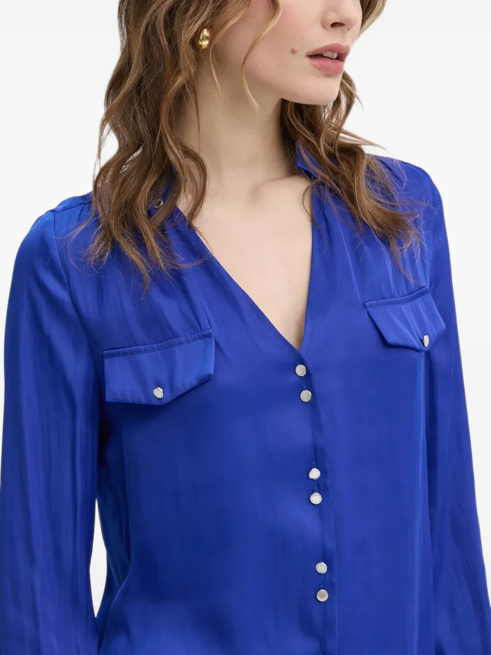Morgan Cibile blouse met zak en knopen Blauw
