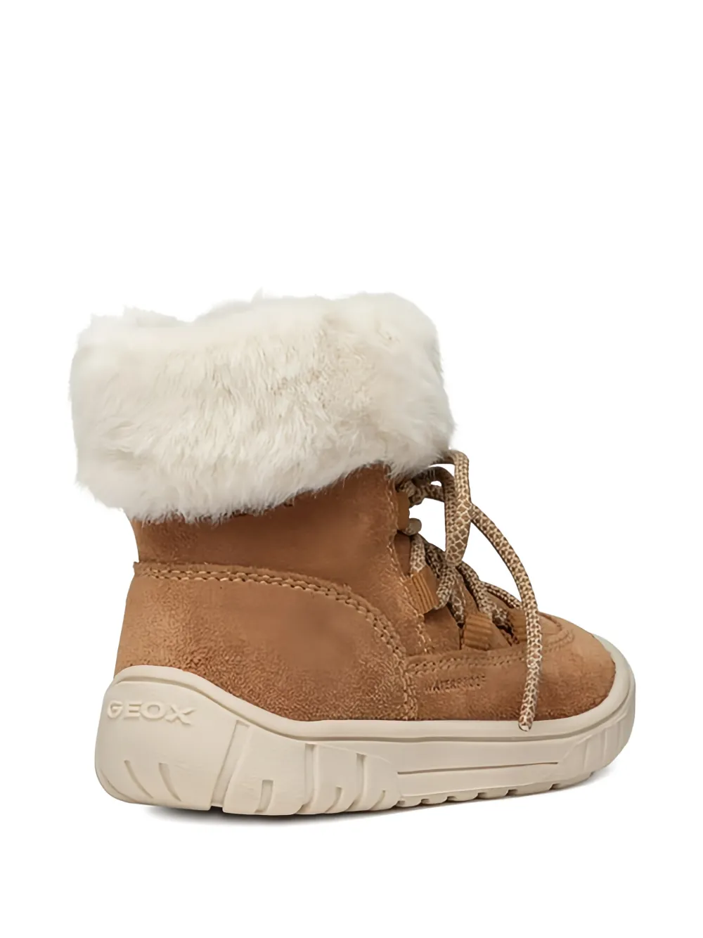 Geox Kids Omar lace-up fur boots Bruin