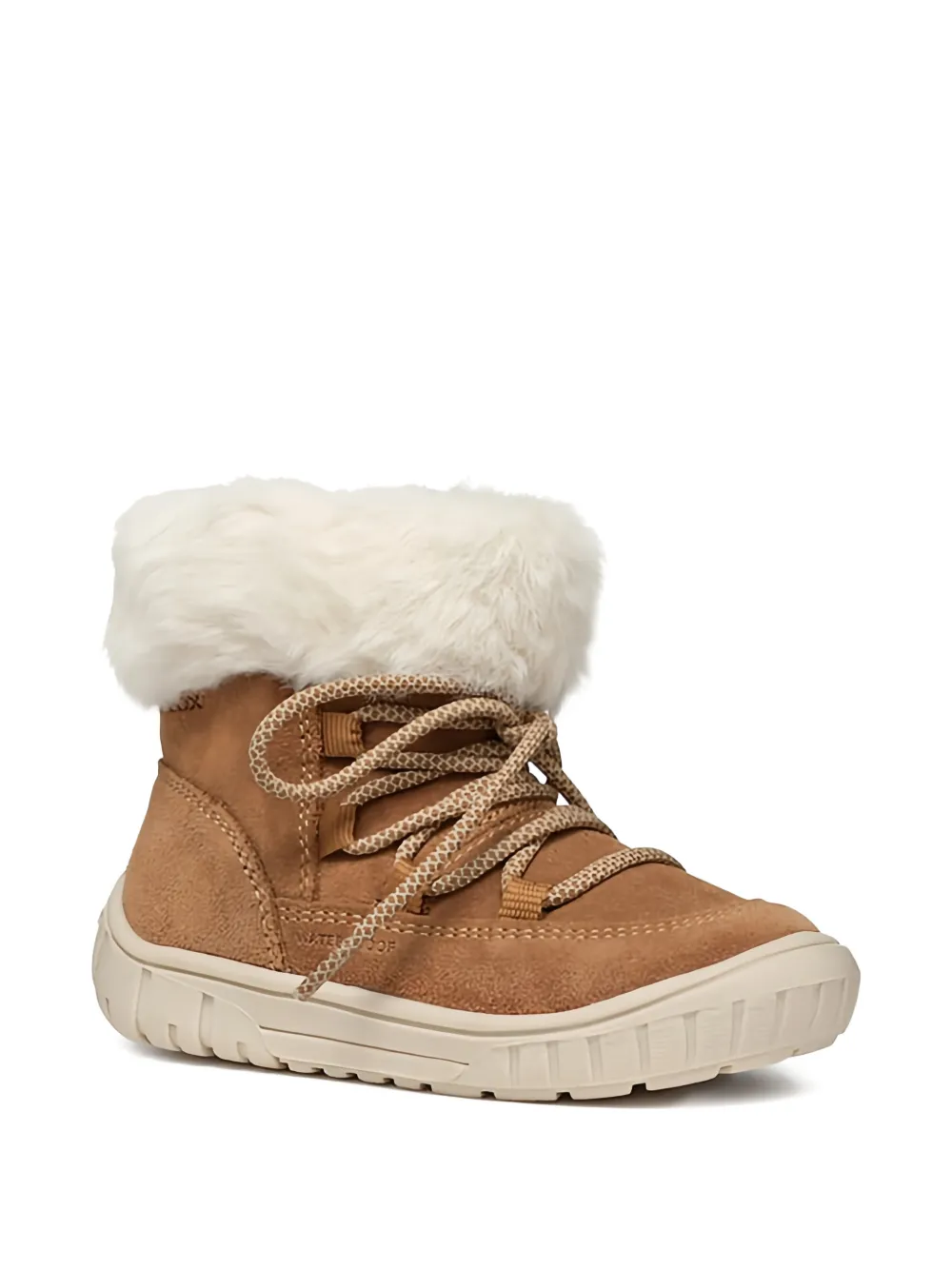 Geox Kids Omar lace-up fur boots Bruin