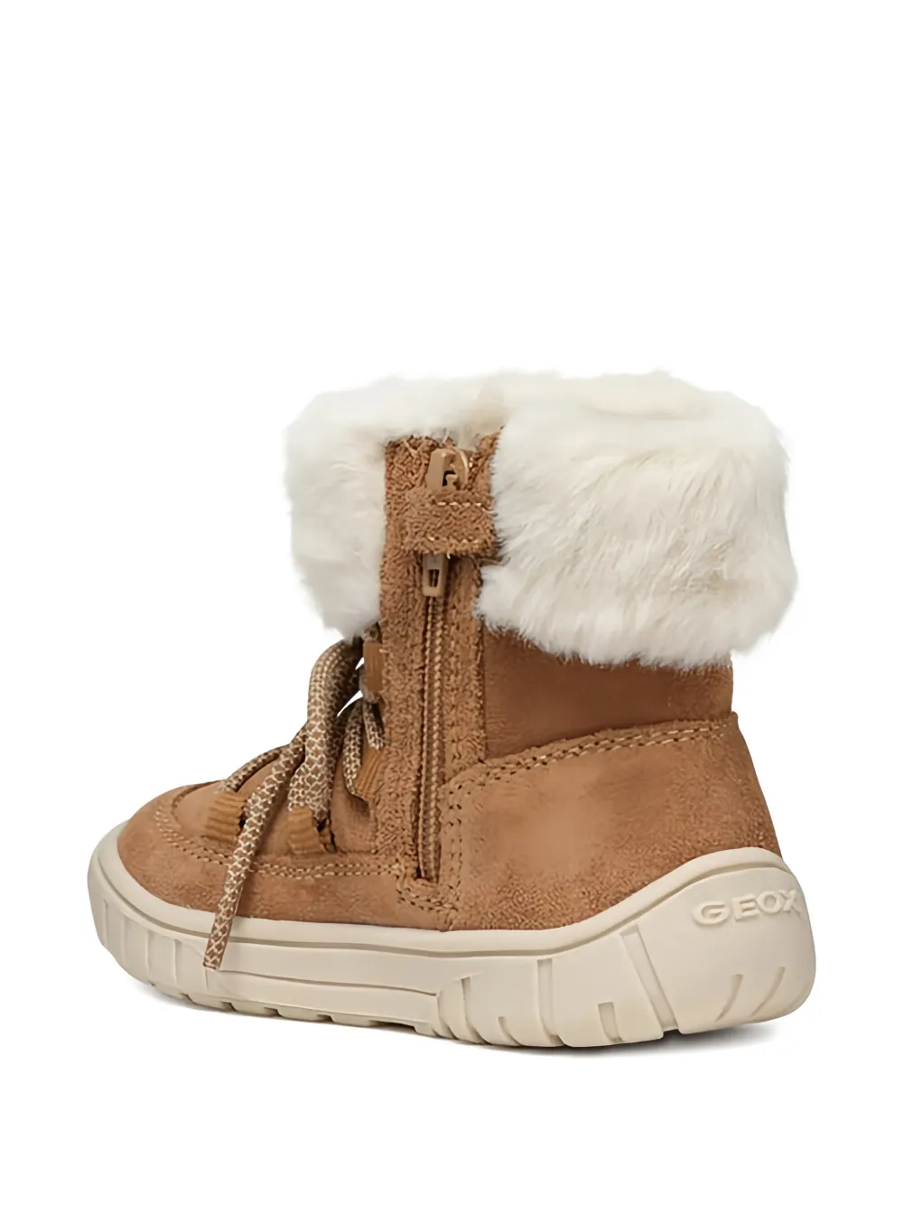 Geox Kids Omar lace-up fur boots Bruin