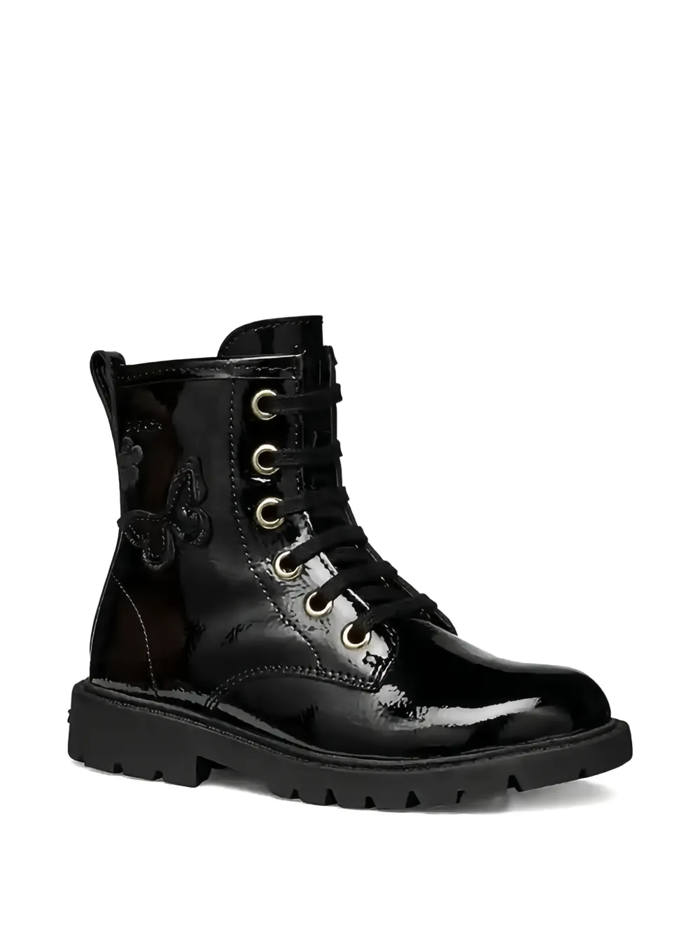 Geox Kids Shaylax butterfly-appliqué lace-up boots Zwart