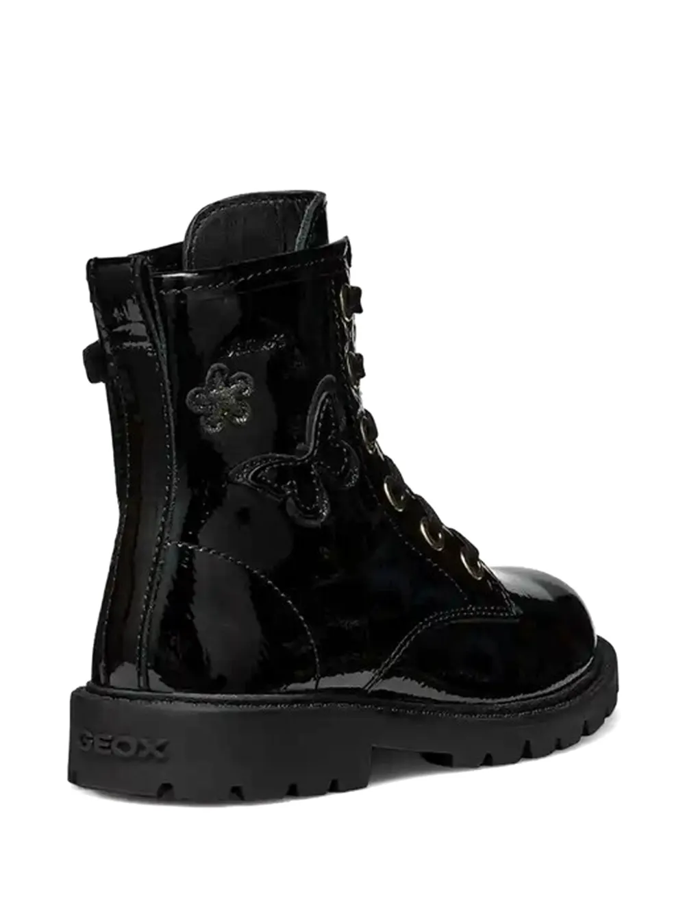 Geox Kids Shaylax butterfly-appliqué lace-up boots Zwart