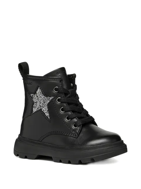 Geox Kids Kiddartah star-appliqué lace-up leather boots