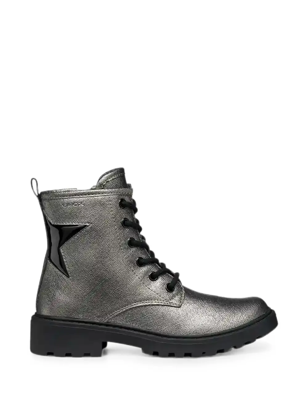 Geox Kids Casey star-patch lace-up boots Grijs