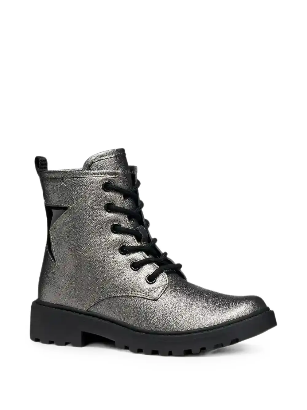 Geox Kids Casey star-patch lace-up boots Grijs