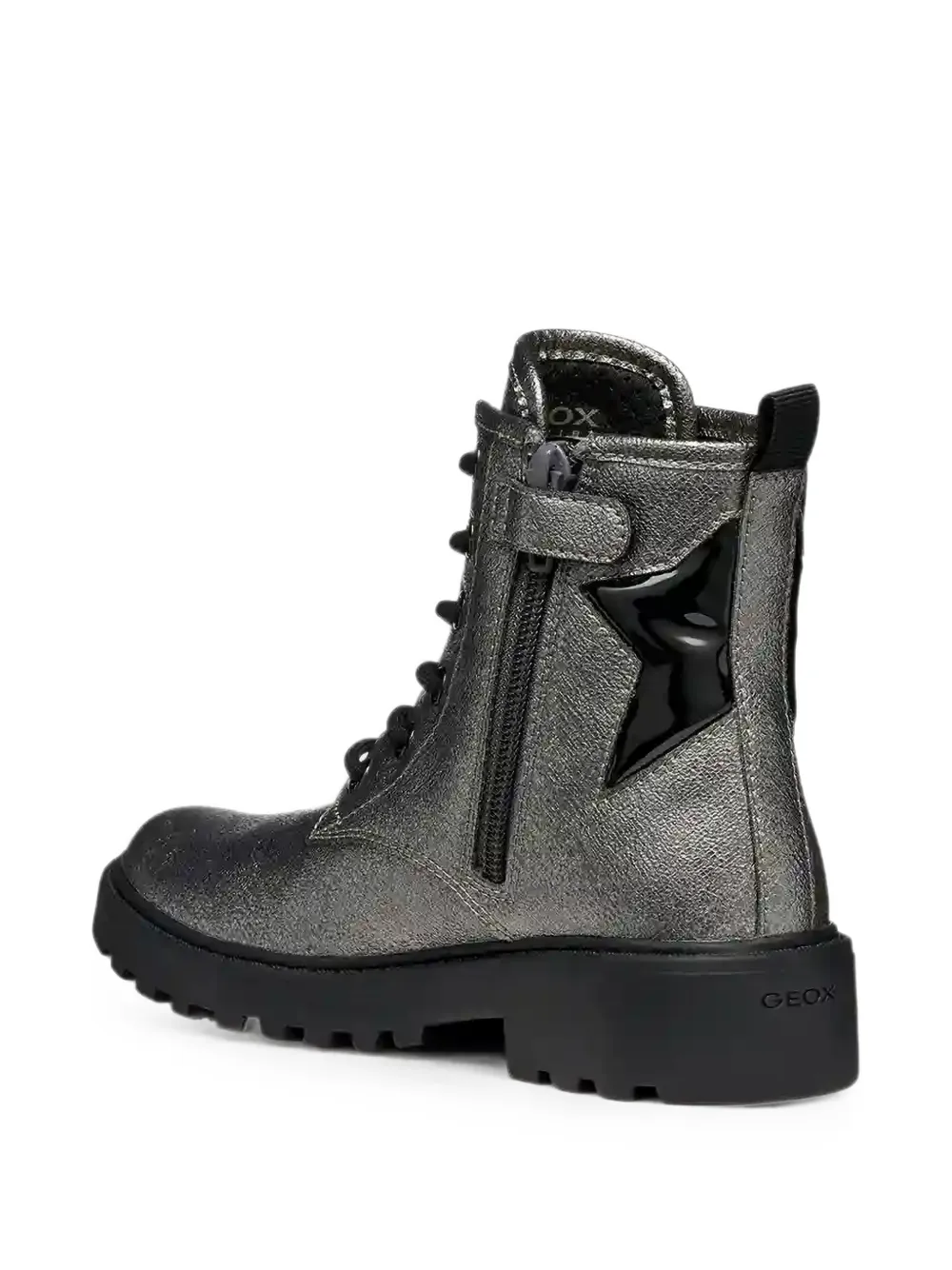 Geox Kids Casey star-patch lace-up boots Grijs