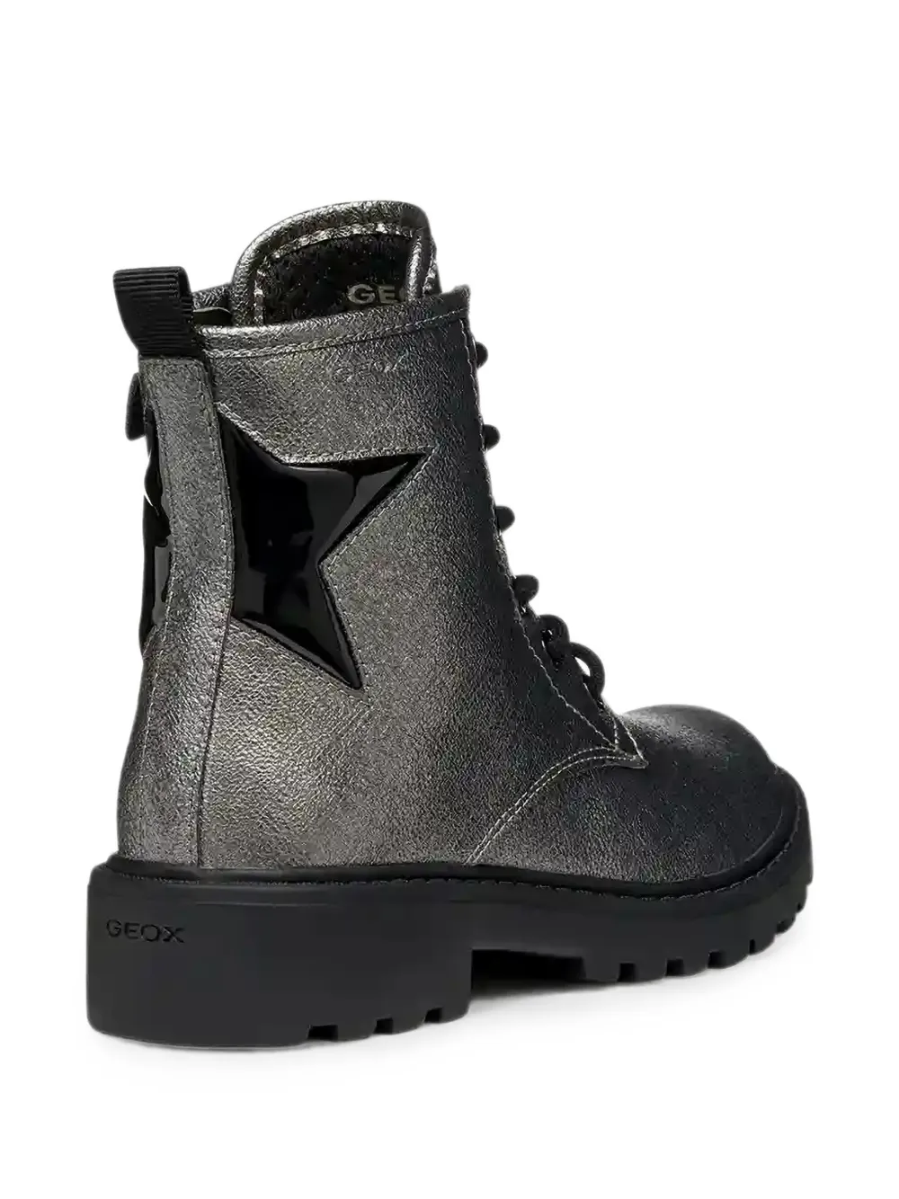 Geox Kids Casey star-patch lace-up boots Grijs