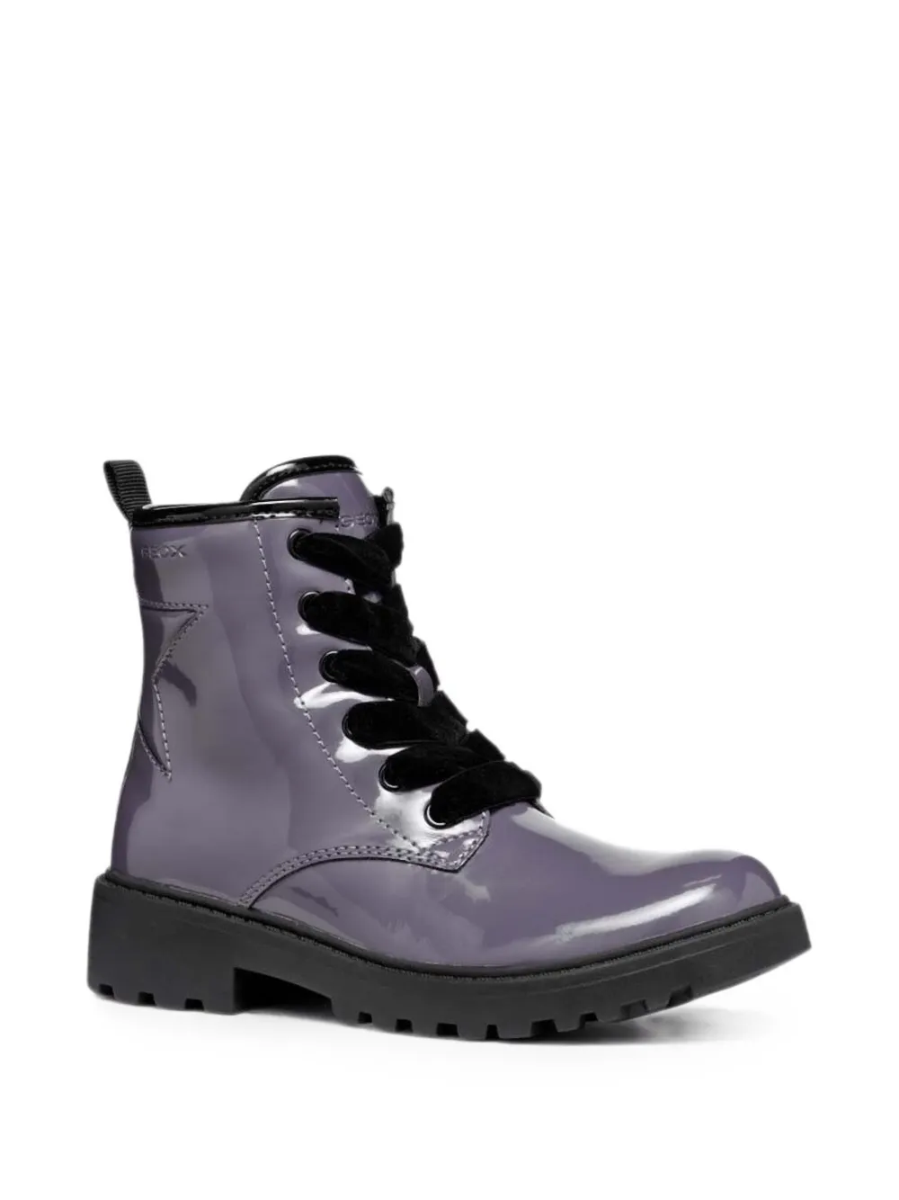 Geox Kids star-patchwork patent-finish boots - Viola
