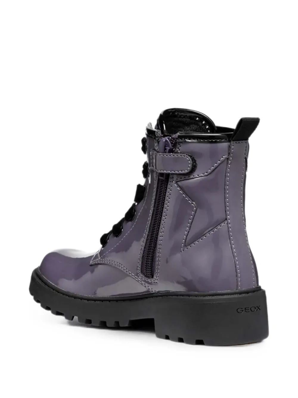 Geox Kids Laarzen met lakleren afwerking en sterpatchwork Paars