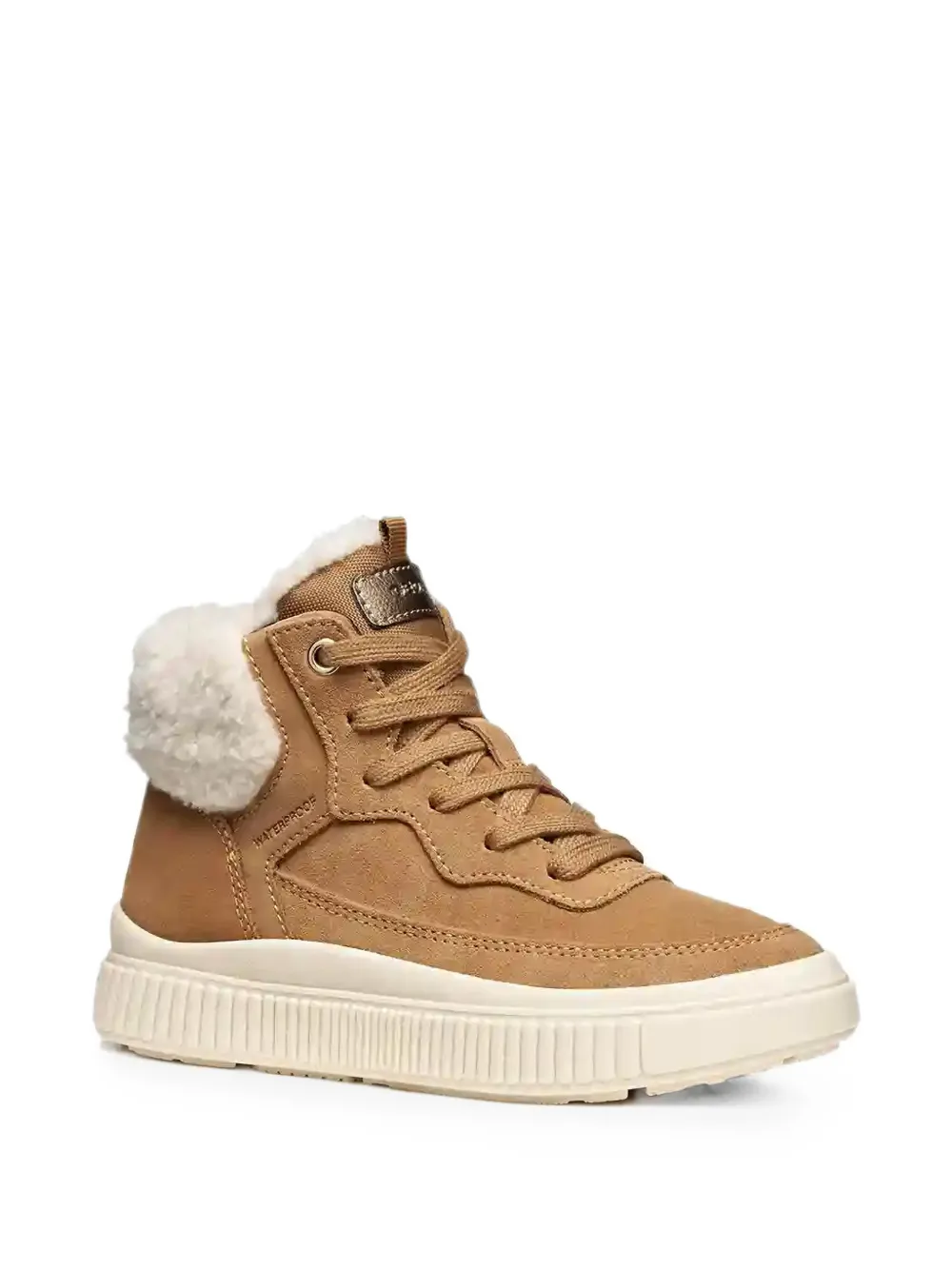Geox Kids Laquinny faux-fur waterproof sneakers Beige
