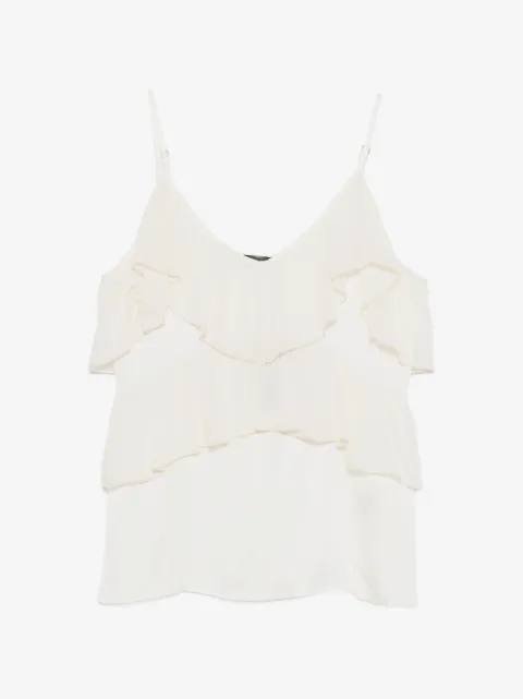 DIXIE top con volantes y cuello en V