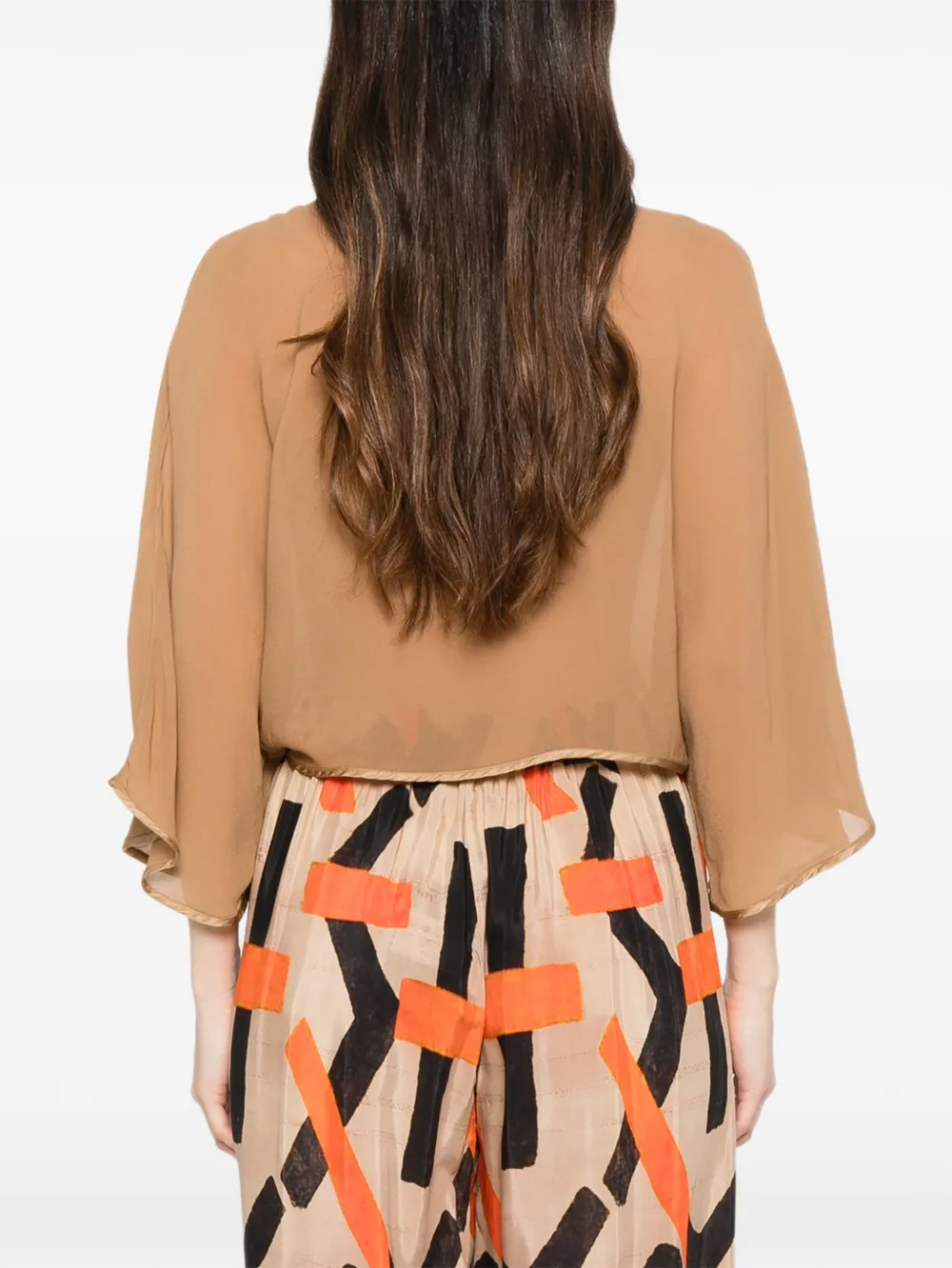DIXIE Top met gestrikte voorkant Beige