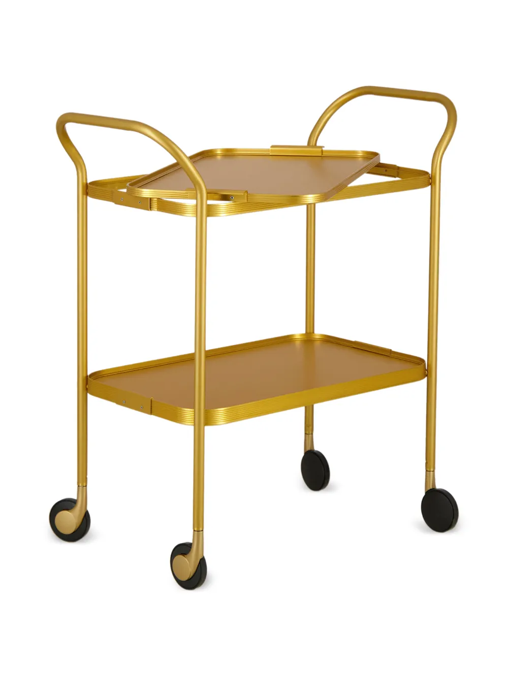 Kaymet Ribbed Tray Trolley In Gold
