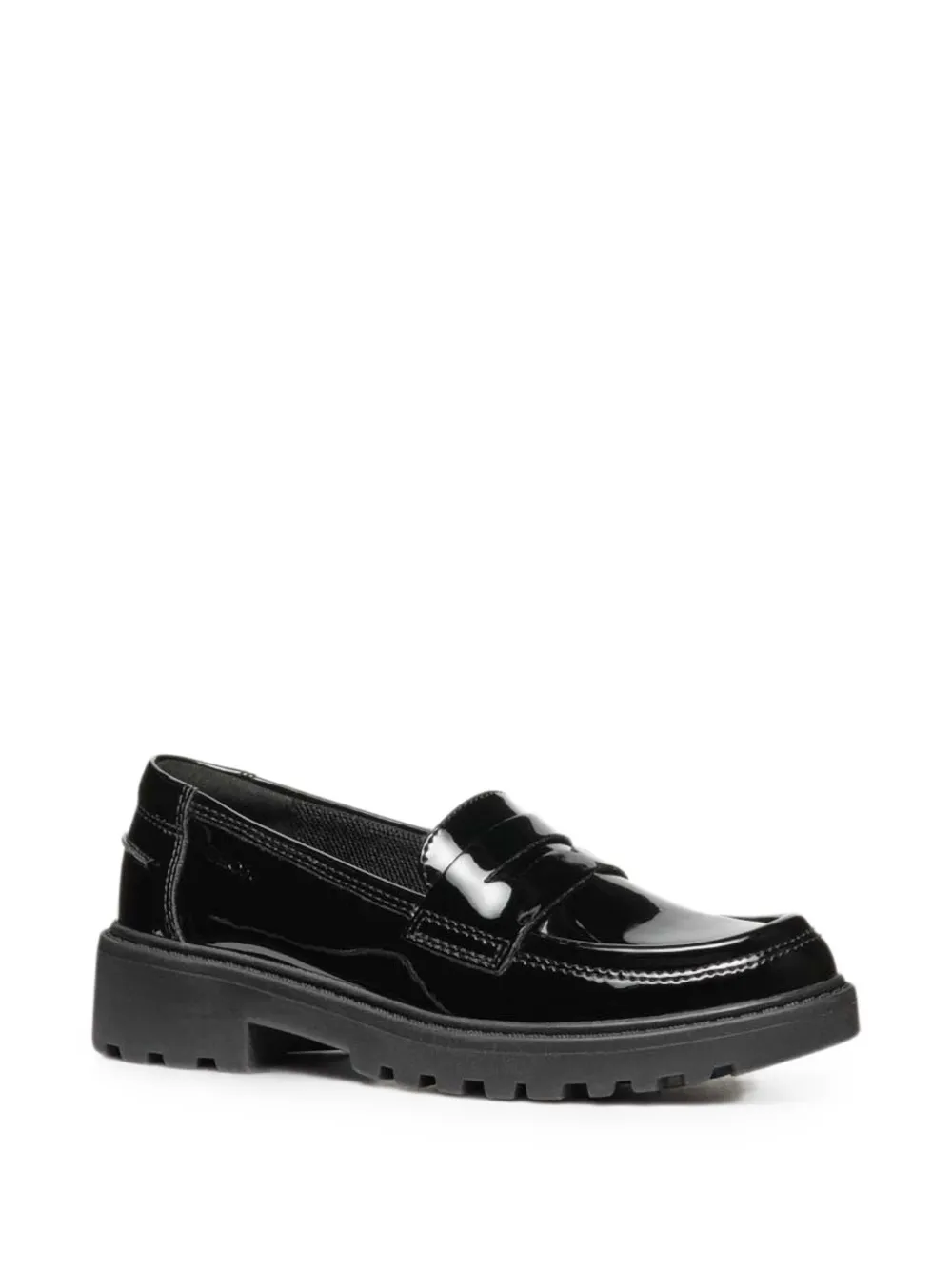 Geox Kids Casey patent lug-sole loafers - Schwarz