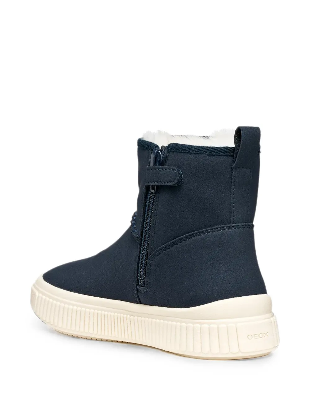 Geox Kids faux-fur trim ankle boots Blauw