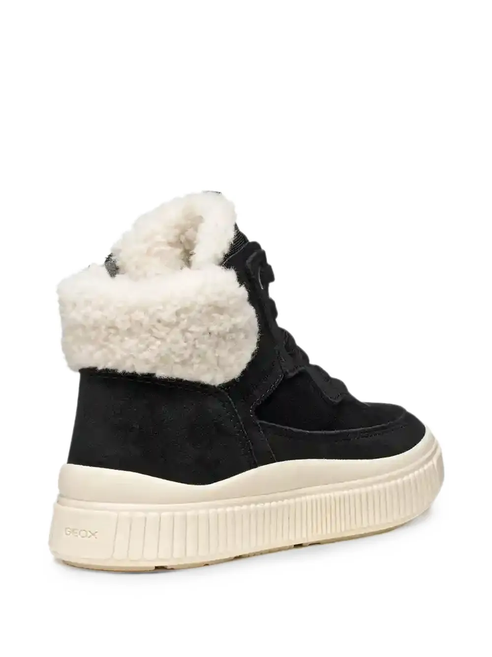 Geox Kids Laquinny faux-shearling-trim lace-up boots Zwart