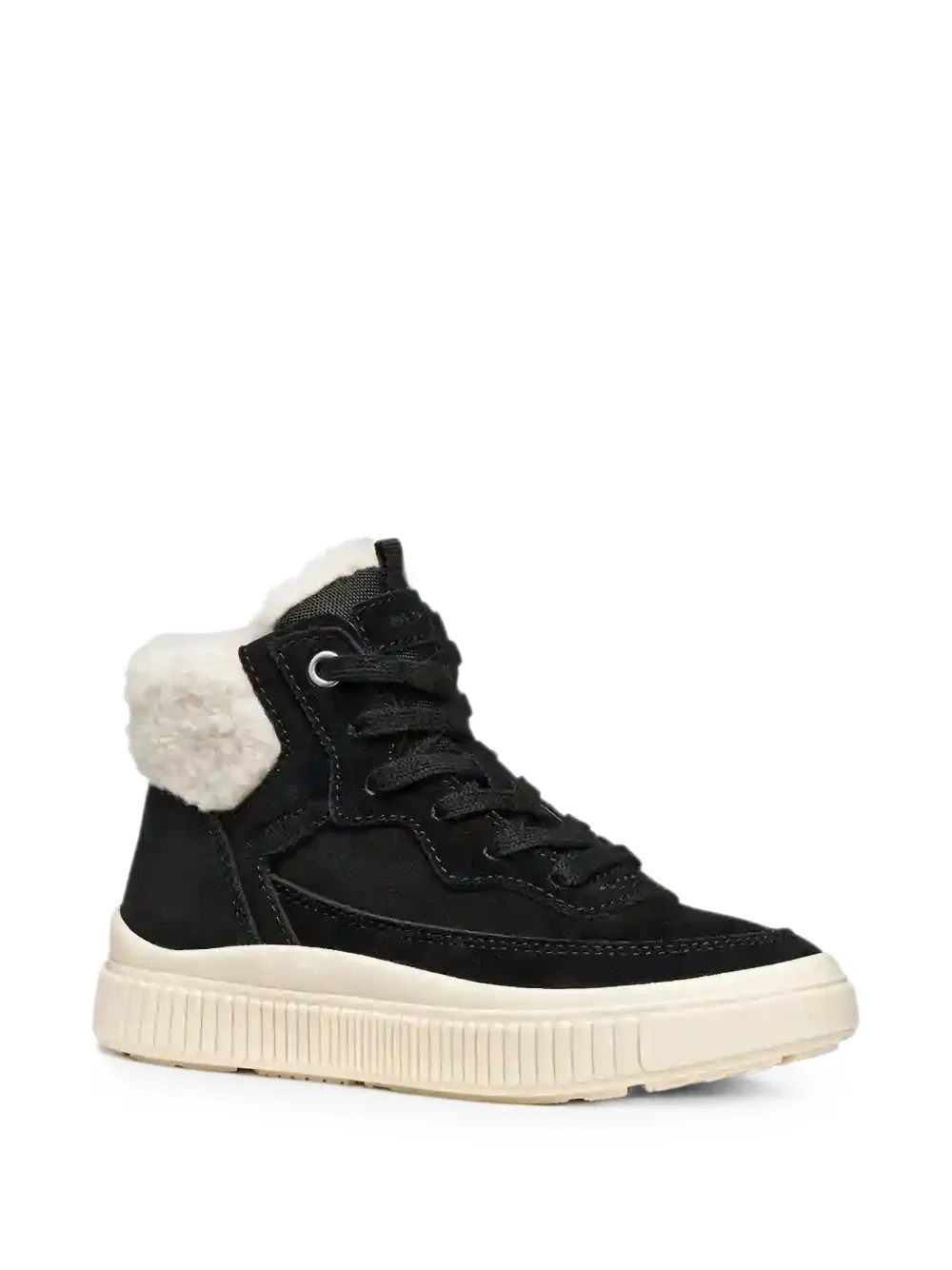 Geox Kids Laquinny faux-shearling-trim lace-up boots Zwart