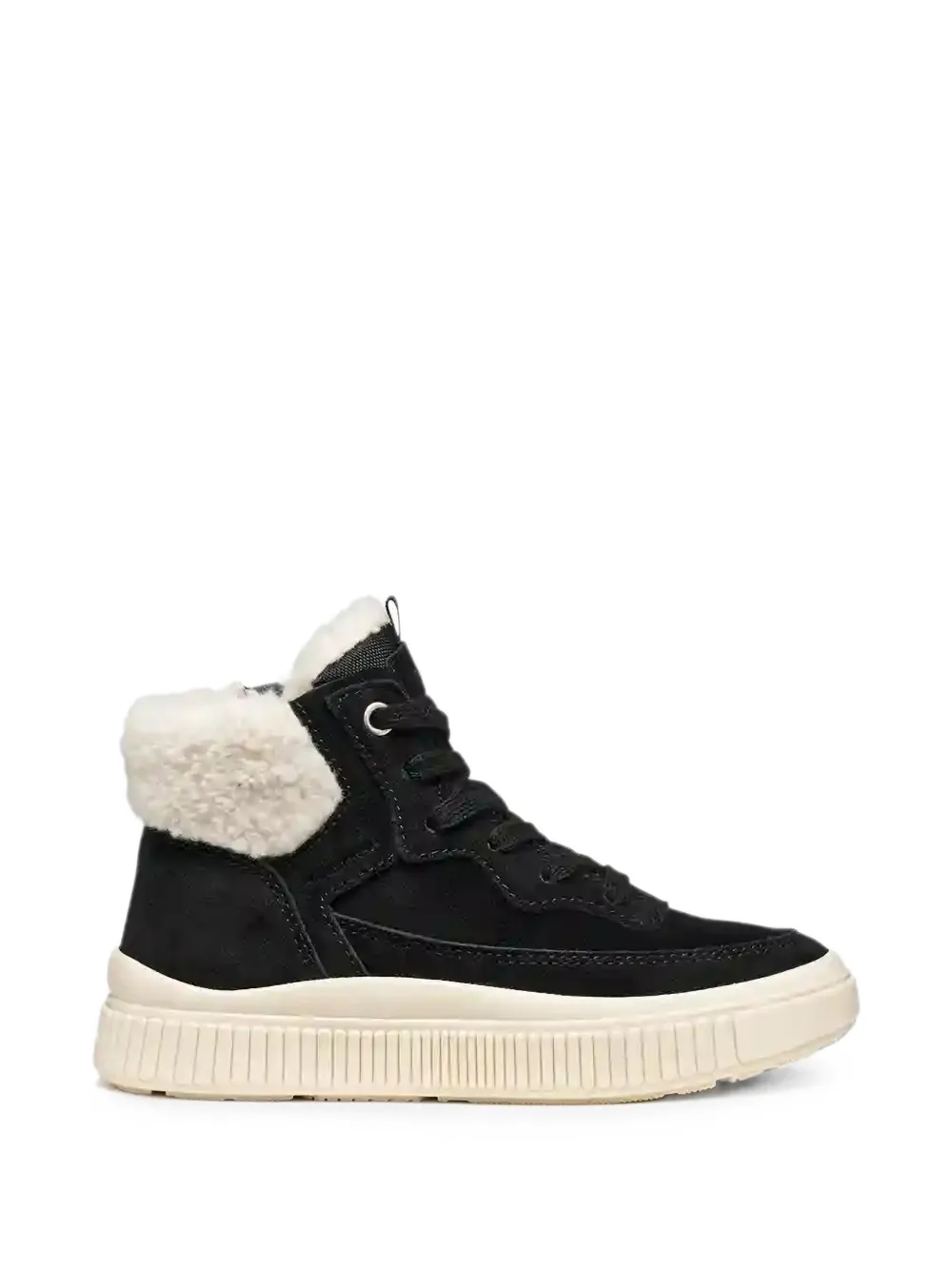 Geox Kids Laquinny faux-shearling-trim lace-up boots Zwart