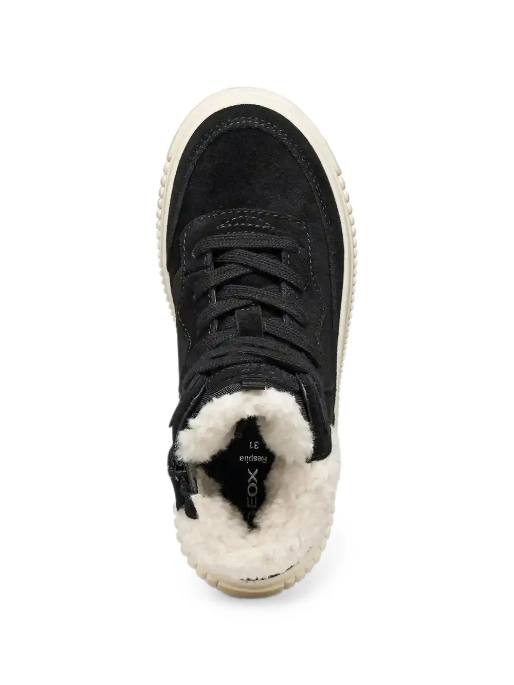 Geox Kids Laquinny faux-shearling-trim lace-up boots Zwart
