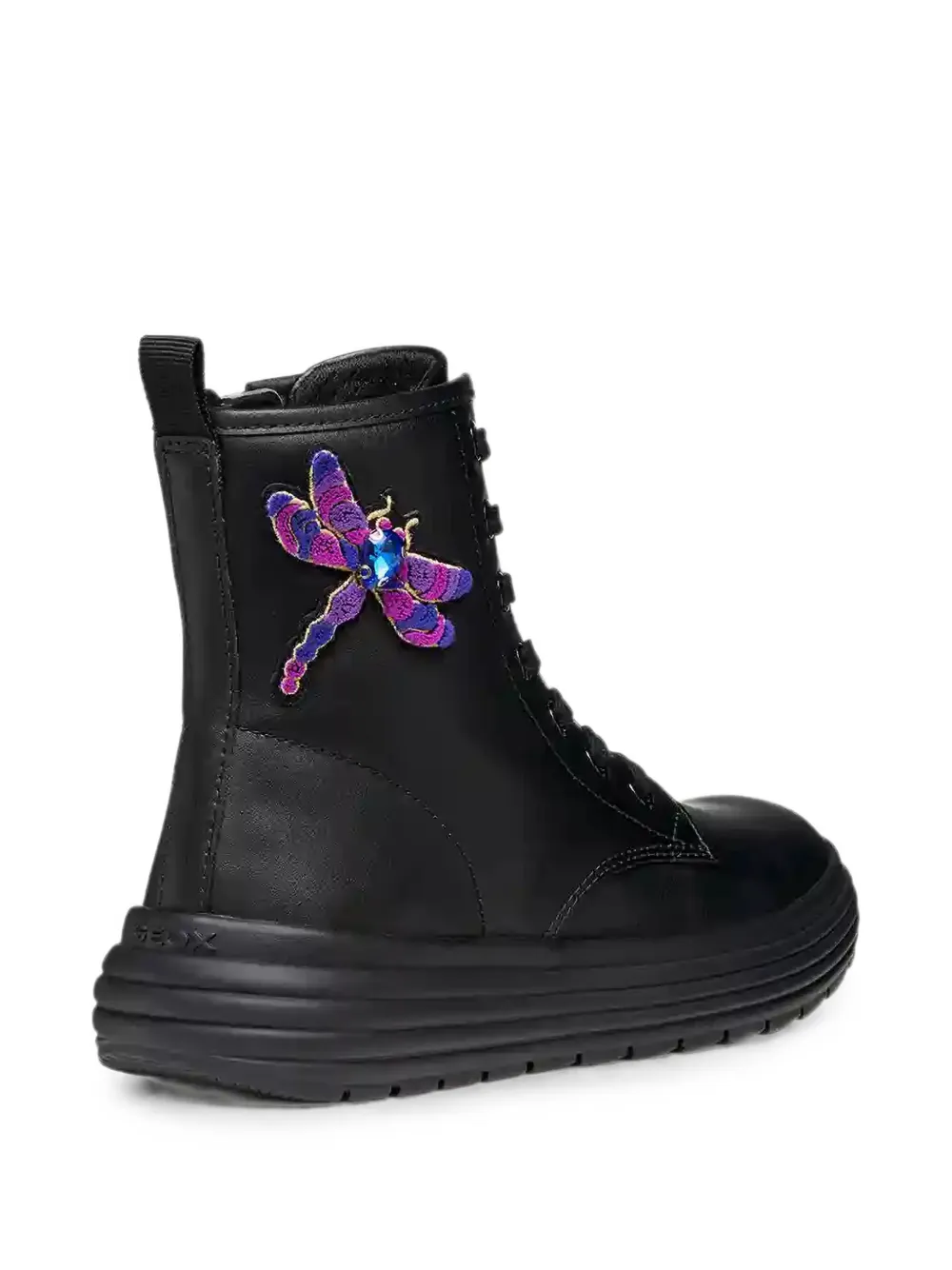 Geox Kids Phaolae dragonfly-patch ankle boots Zwart