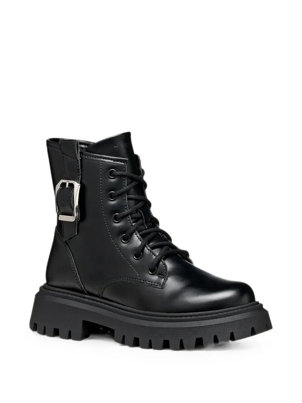 Geox Kids buckle-detail lace-up boots - Nero