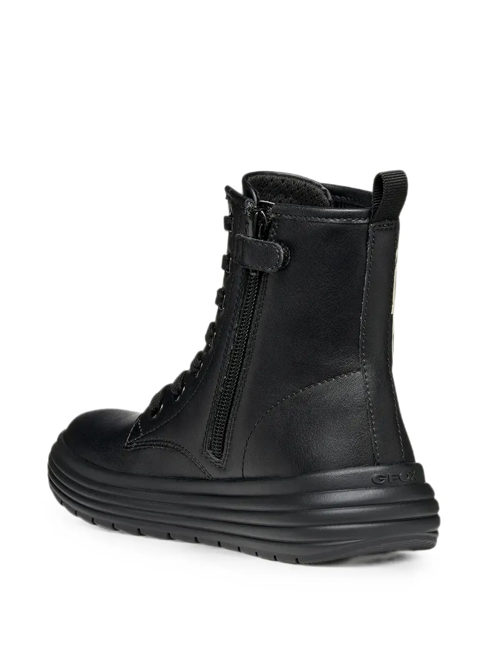 Geox Kids Phaolae slogan-print lace-up boots Zwart