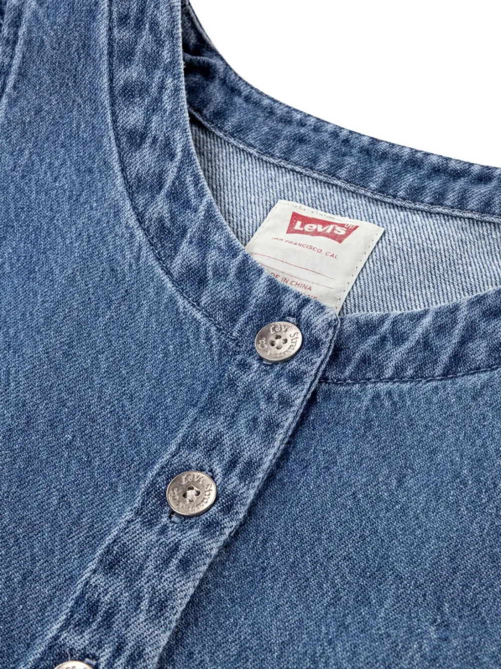 Levi's Kids ruffled button-up dress Blauw