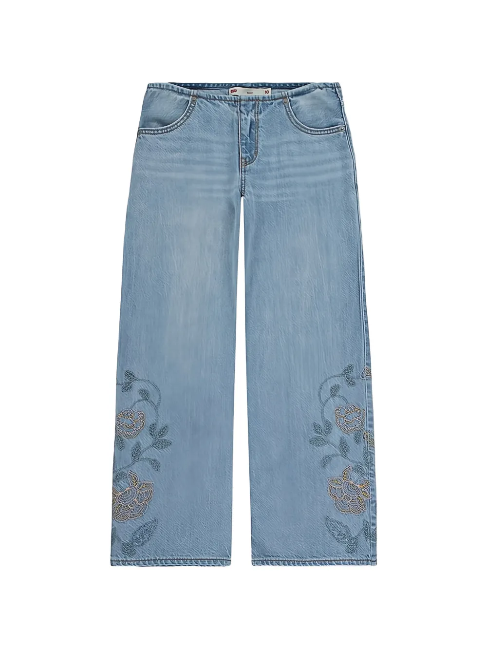 Levi's Kids floral-embroidered denim jeans - Blu