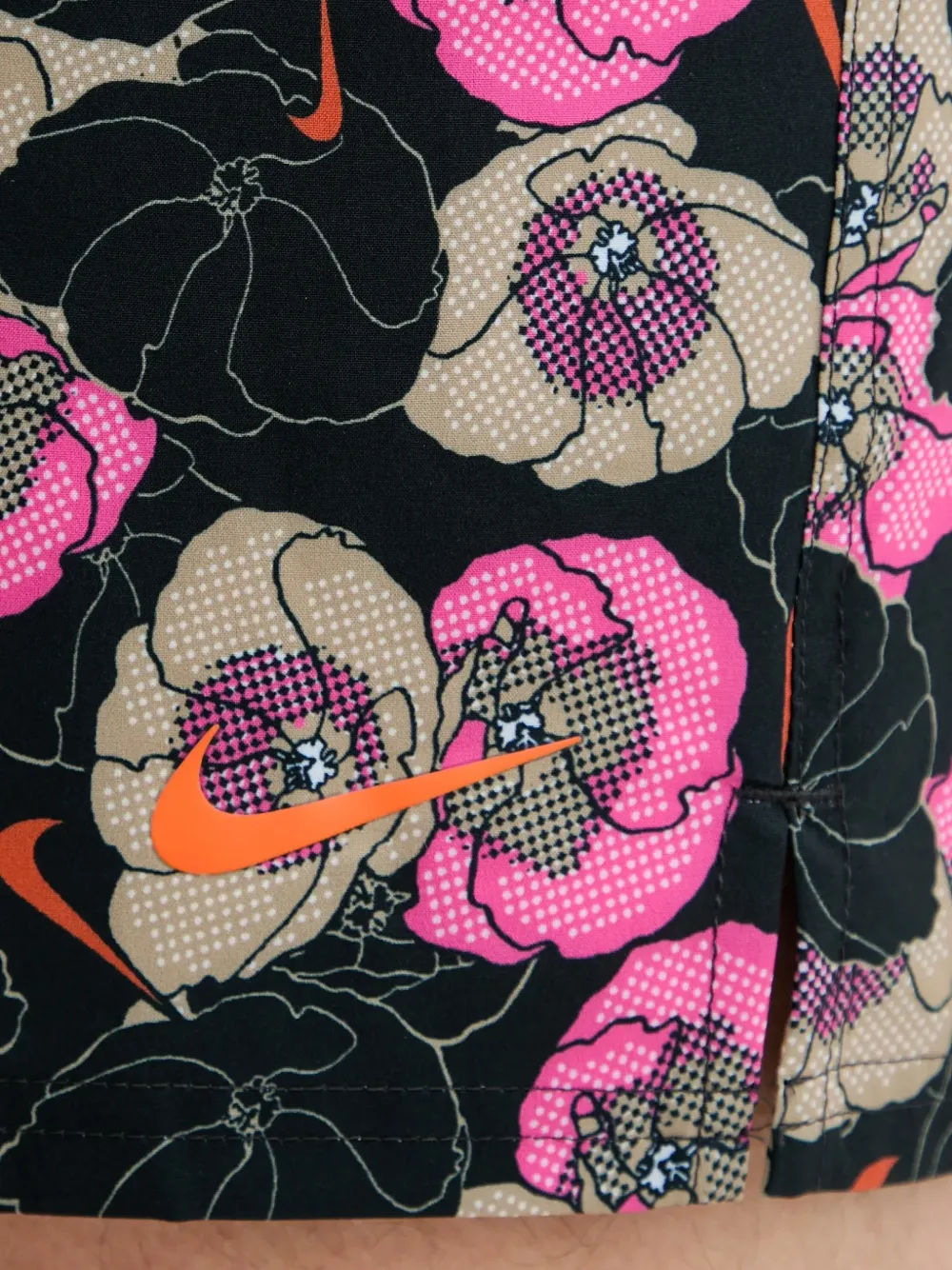 Nike floral-print swim shorts Zwart
