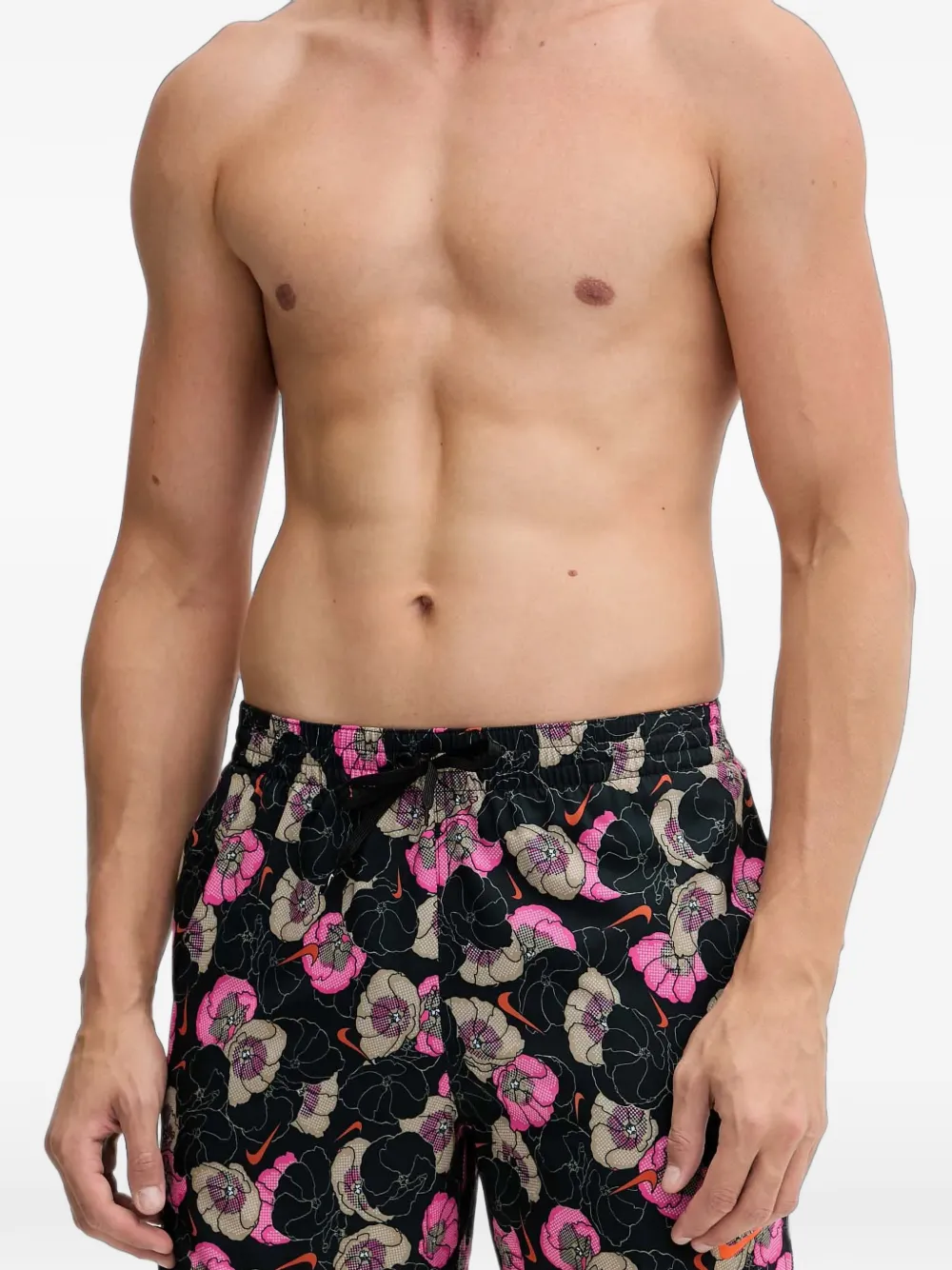 Nike floral-print swim shorts Zwart