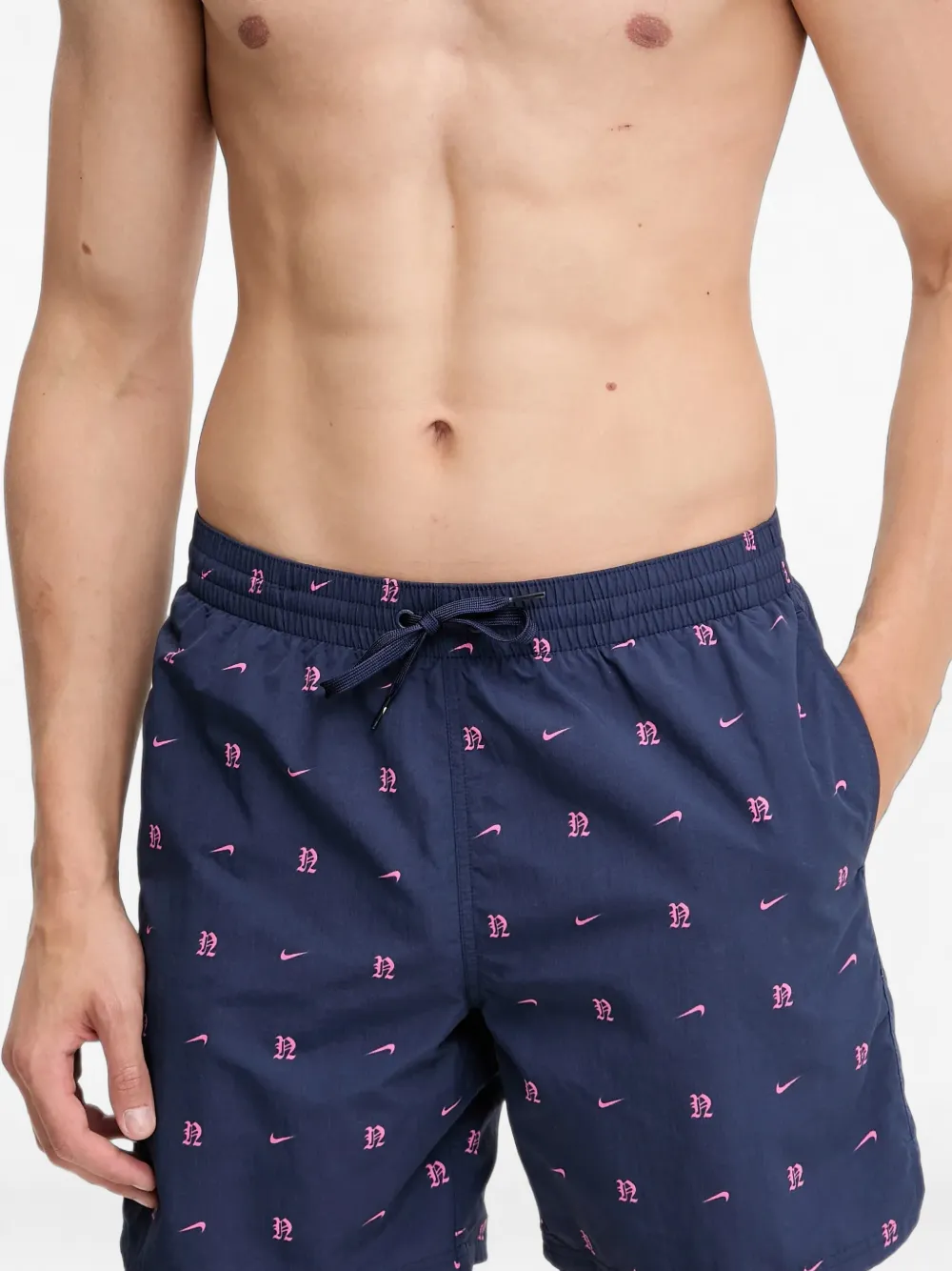 Nike logo-print drawstring swim shorts Blauw
