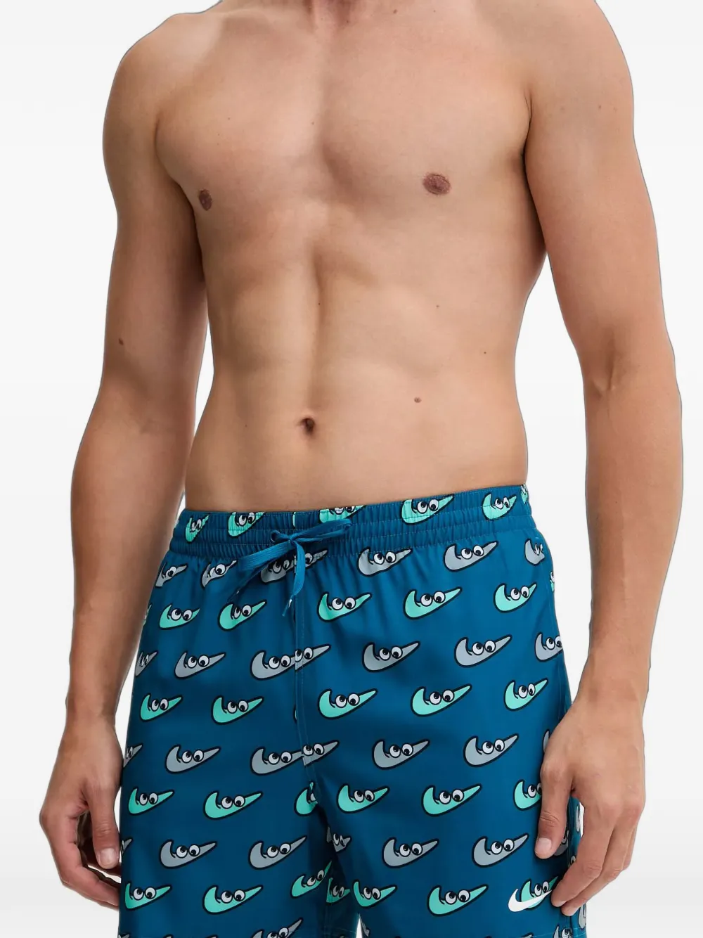 Nike Swoosh-print swim shorts Blauw