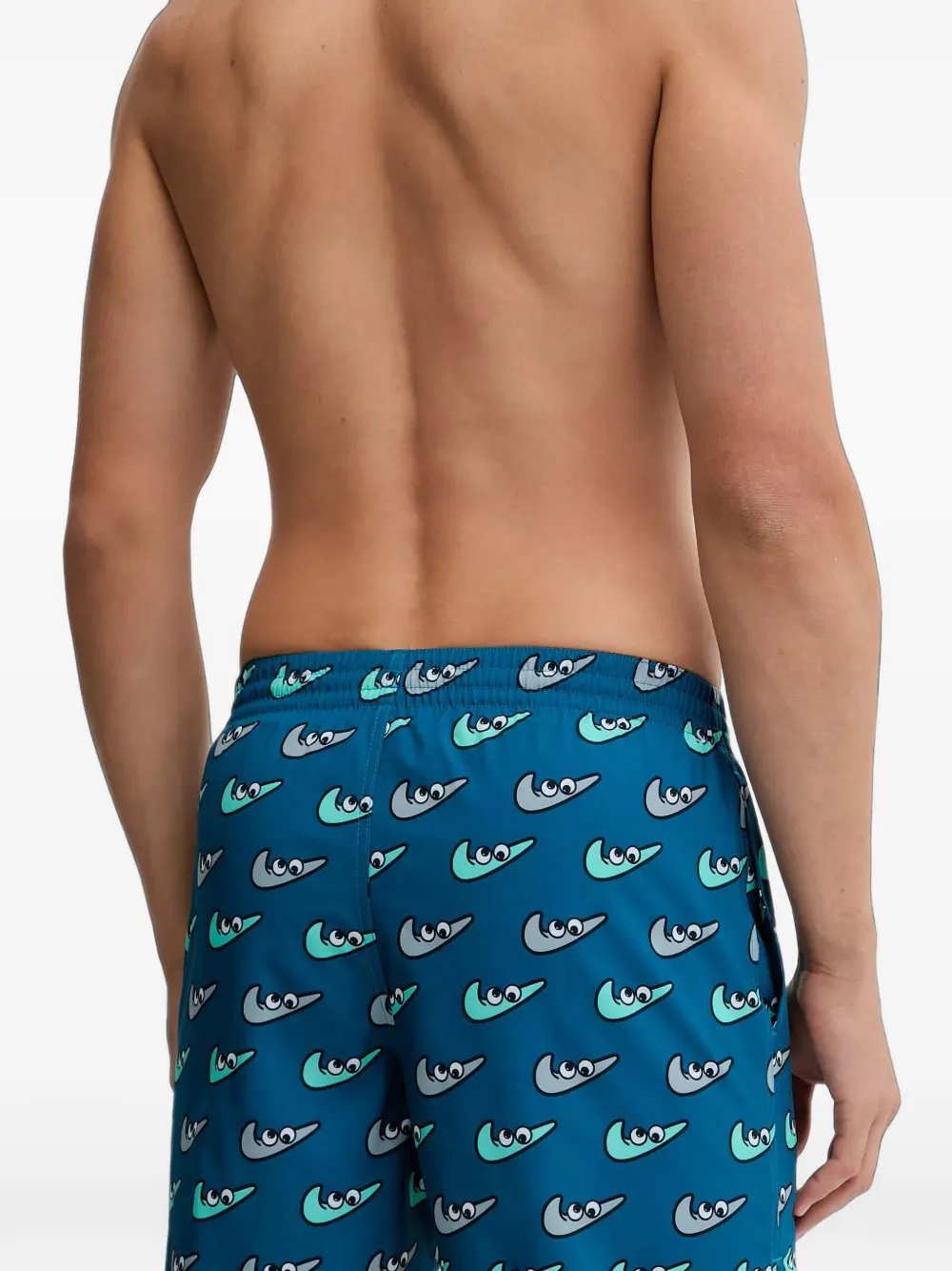 Nike Swoosh-print swim shorts Blauw