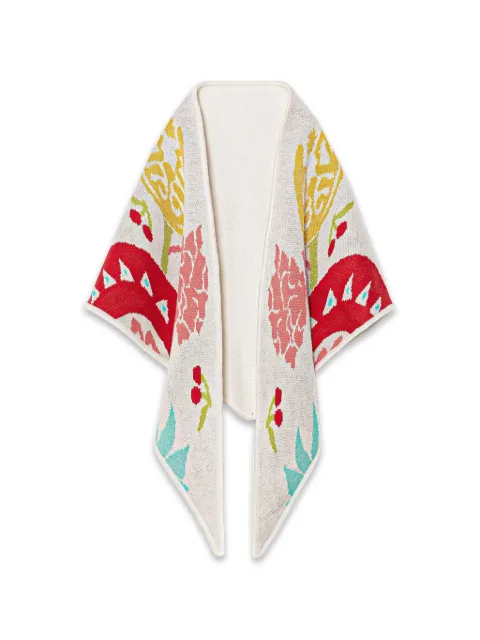 NEVER FULLY DRESSED graphic-print intarsia-knit shawl