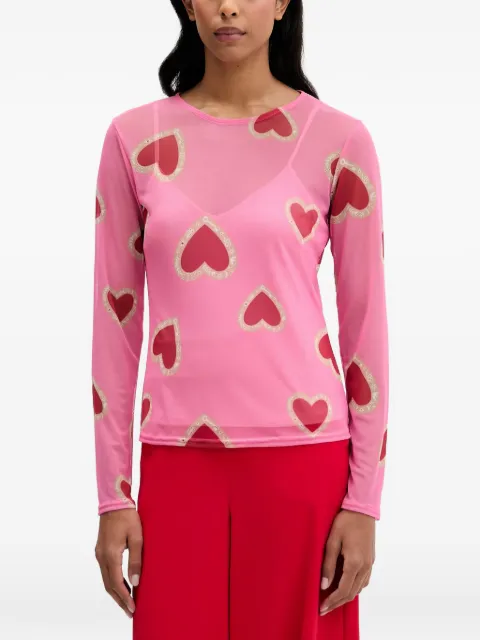 NEVER FULLY DRESSED heart-print mesh T-shirt