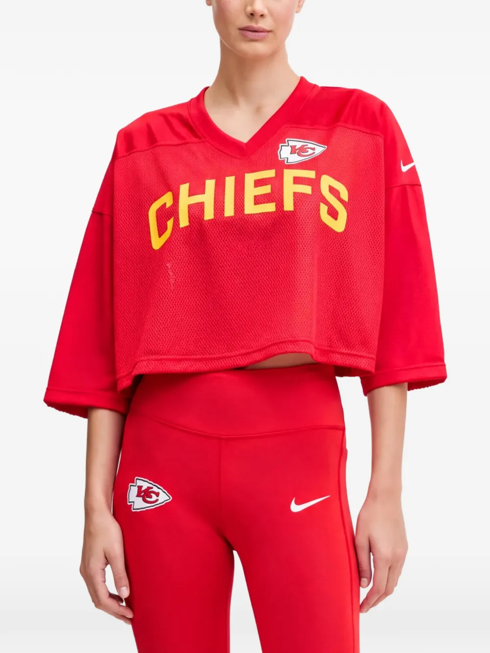 Nike x NFL T-shirt crop Kansas City Chiefs Wide Receiver Jersey Fashion con scollo a V - Rosso