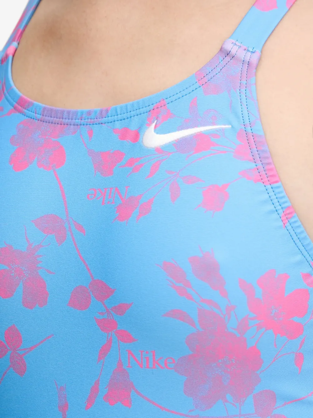 Nike floral-print swimsuit Blauw