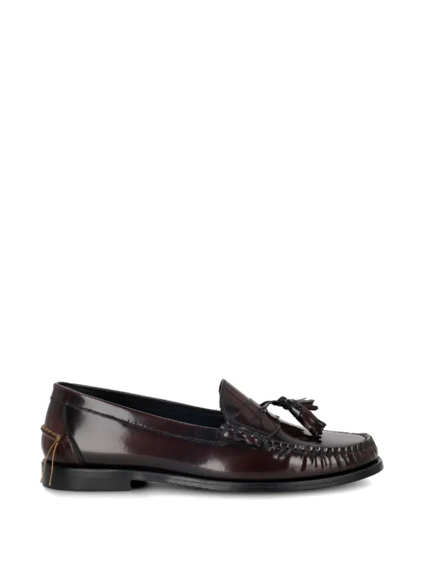 Fortela Sophie Tassel Leather Loafers in Brown