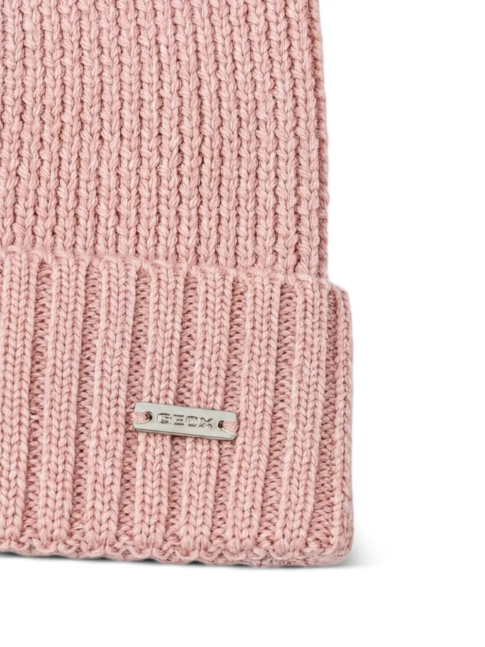 Geox ribbed logo beanie hat Roze