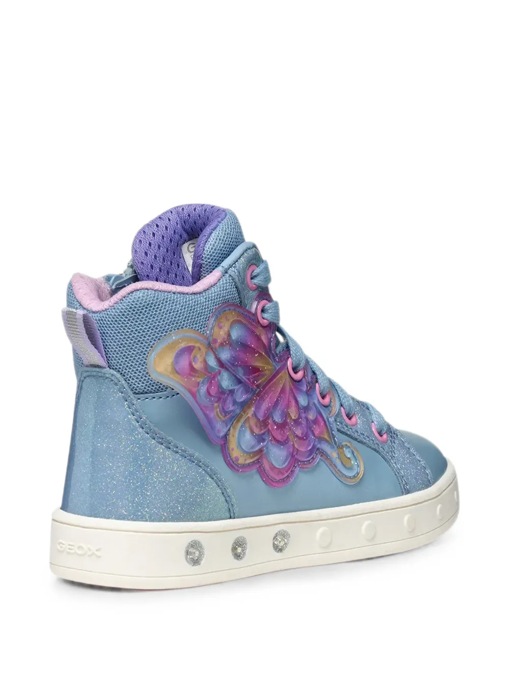 Geox Kids Skylin butterfly-patch glitter sneakers Blauw