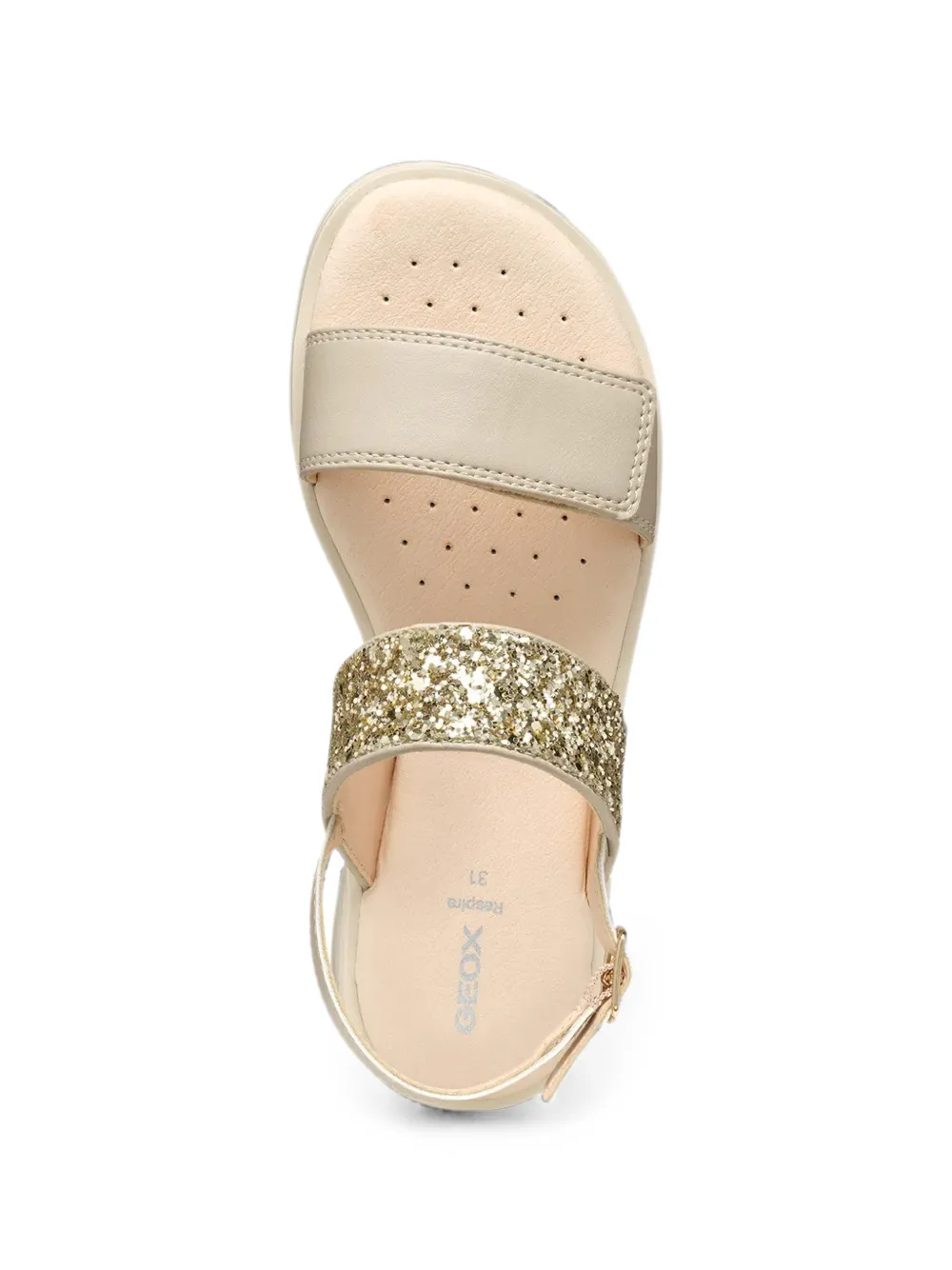 Geox Kids Coralie glitter platform sandals Beige