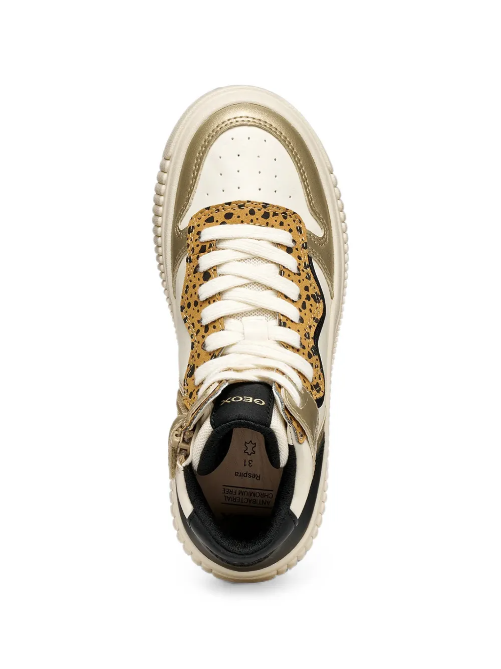Geox Kids Laquinny leopard-print high-top sneakers Beige