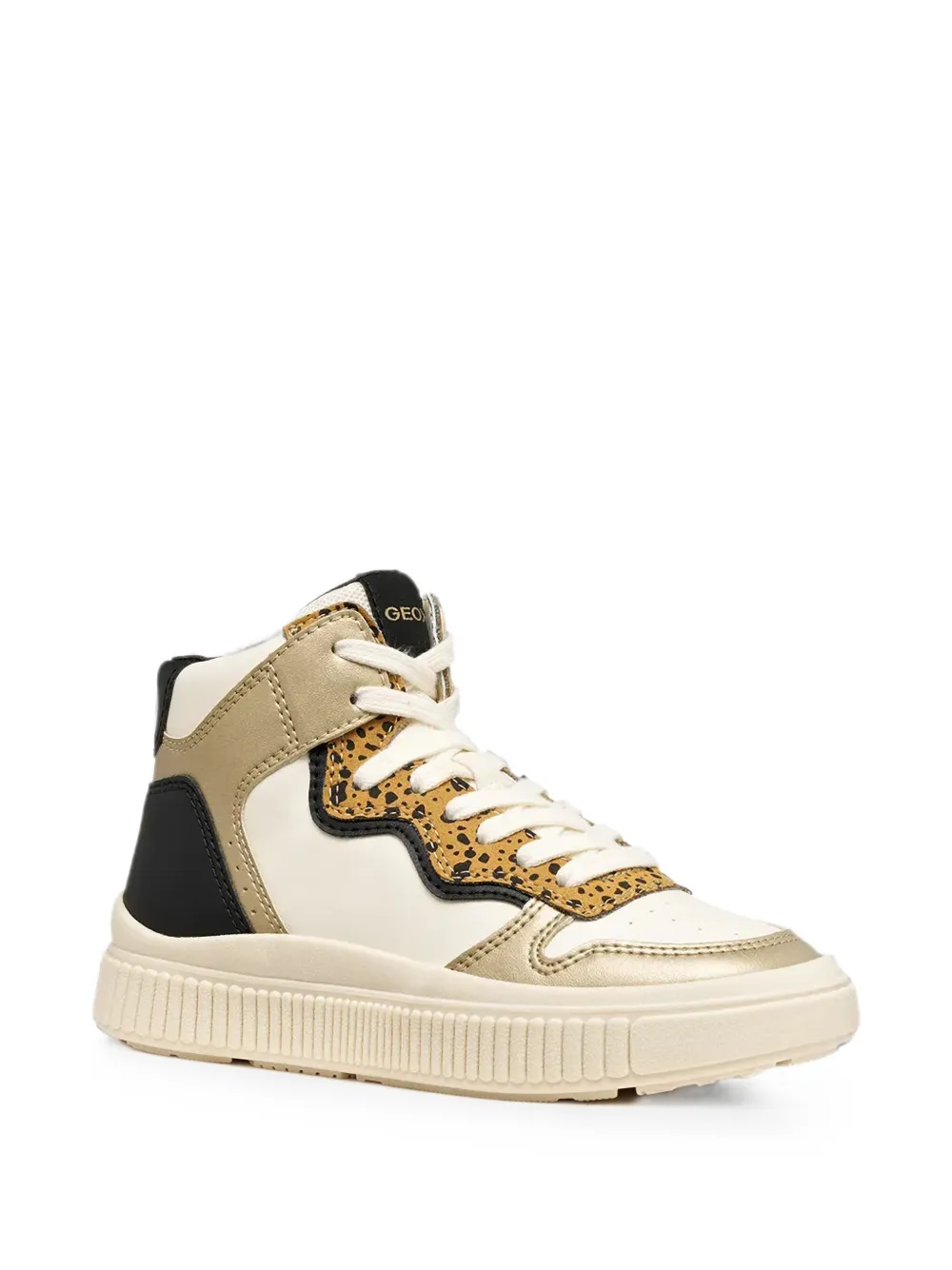 Geox Kids Laquinny leopard-print high-top sneakers Beige