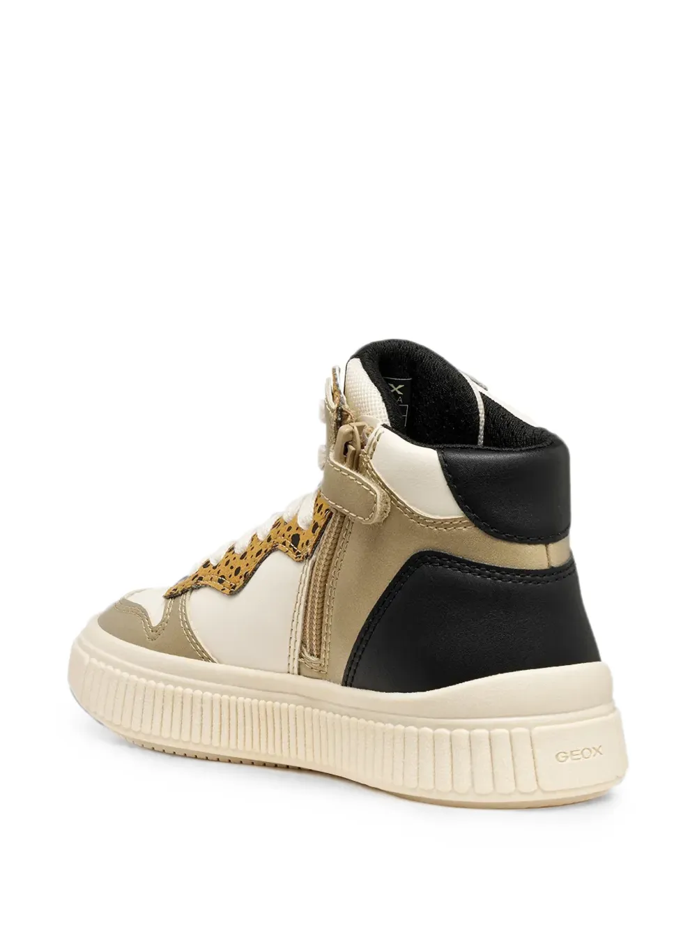 Geox Kids Laquinny leopard-print high-top sneakers Beige