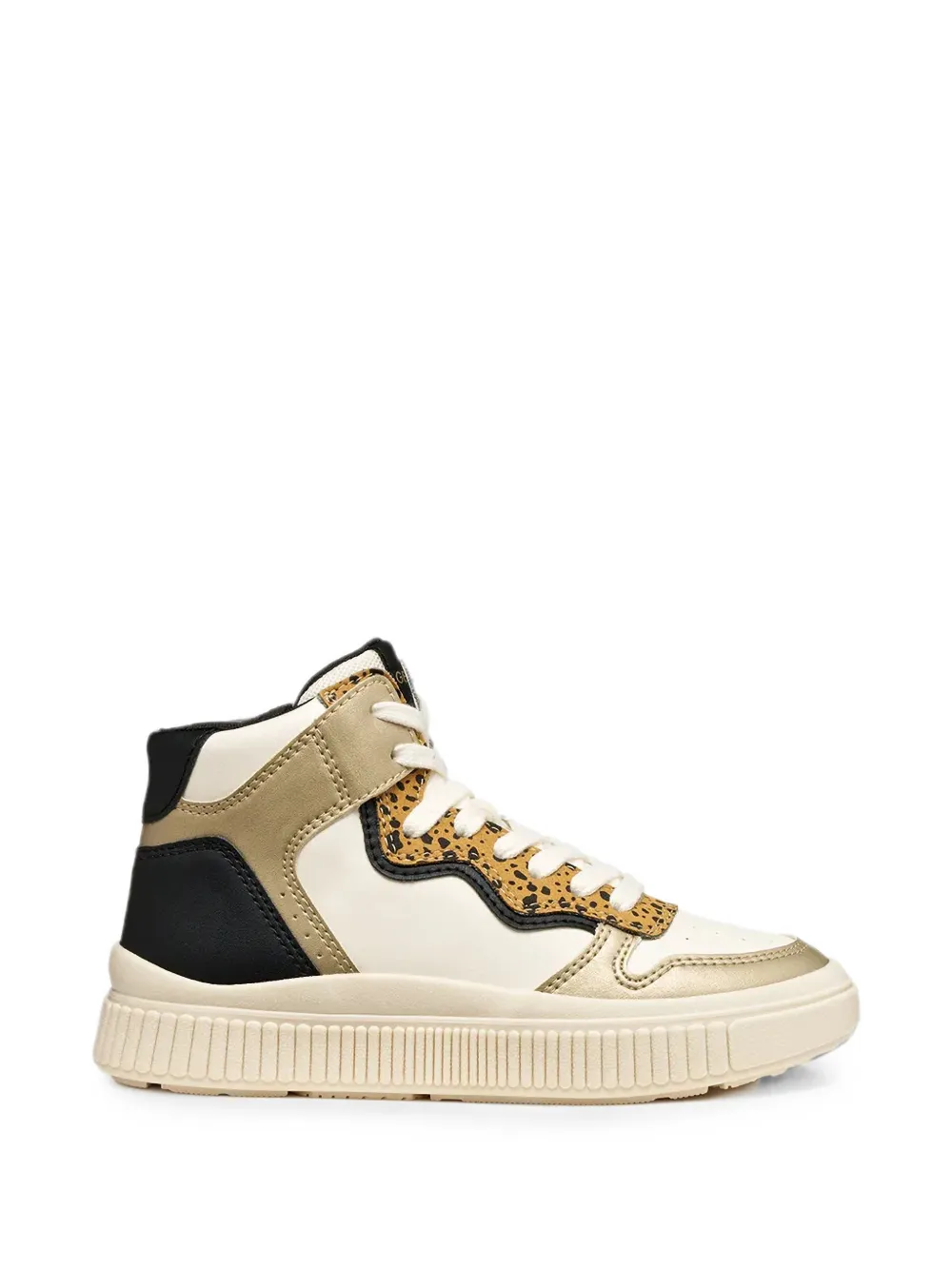 Geox Kids Laquinny leopard-print high-top sneakers Beige
