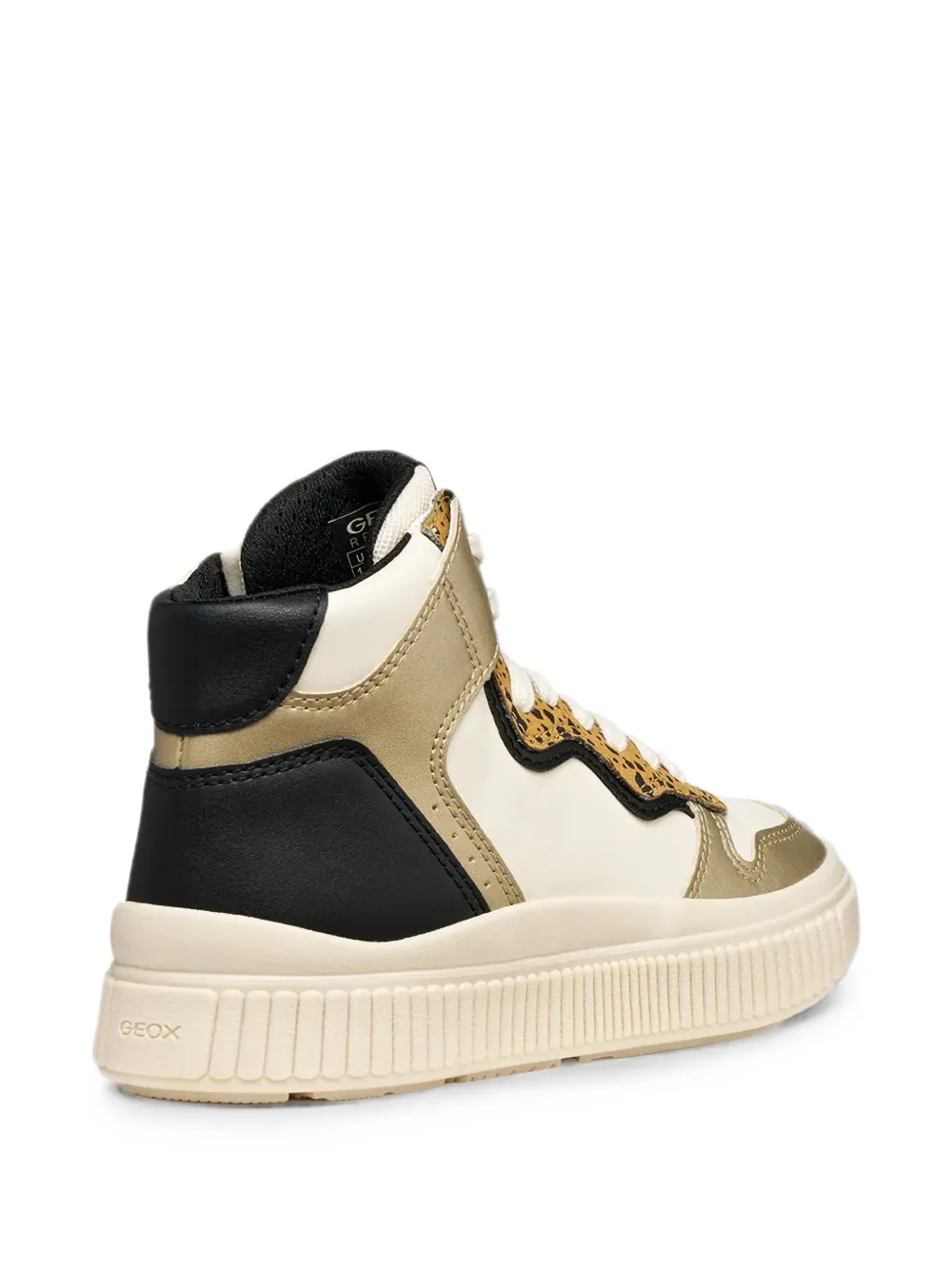 Geox Kids Laquinny leopard-print high-top sneakers Beige