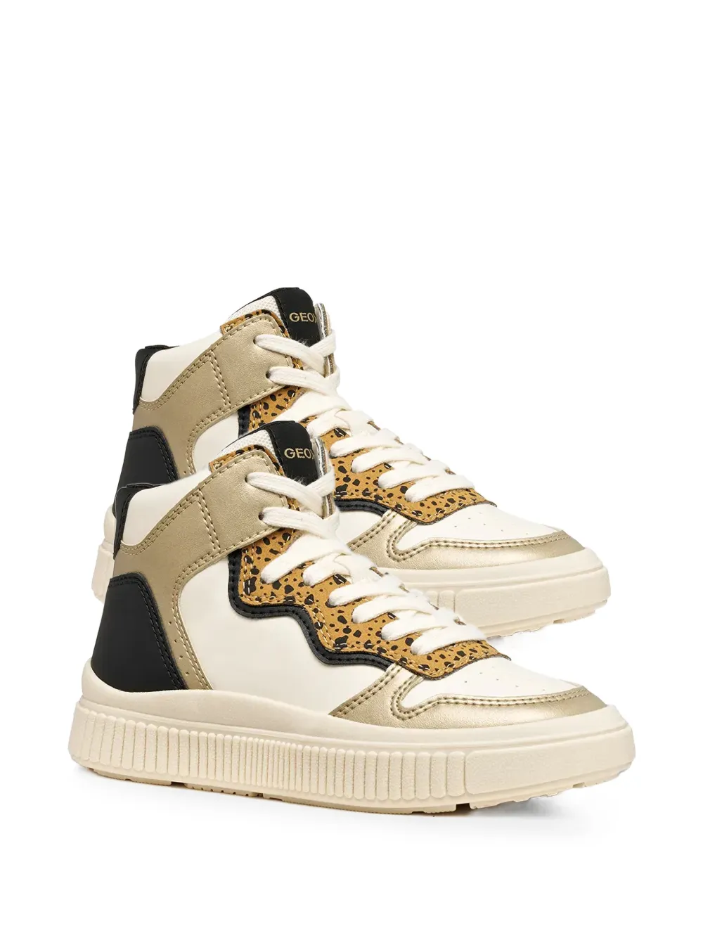 Geox Kids Laquinny leopard-print high-top sneakers - Nude