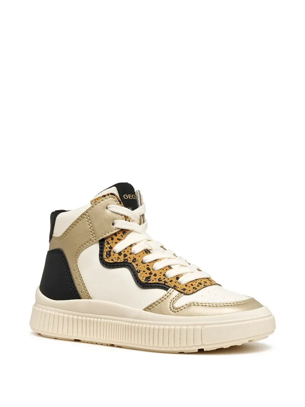 Geox Kids Laquinny high-top sneakers met luipaardprint Beige
