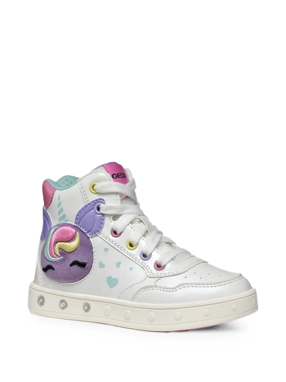 Geox Kids Skylin unicorn-patch high-top sneakers Wit