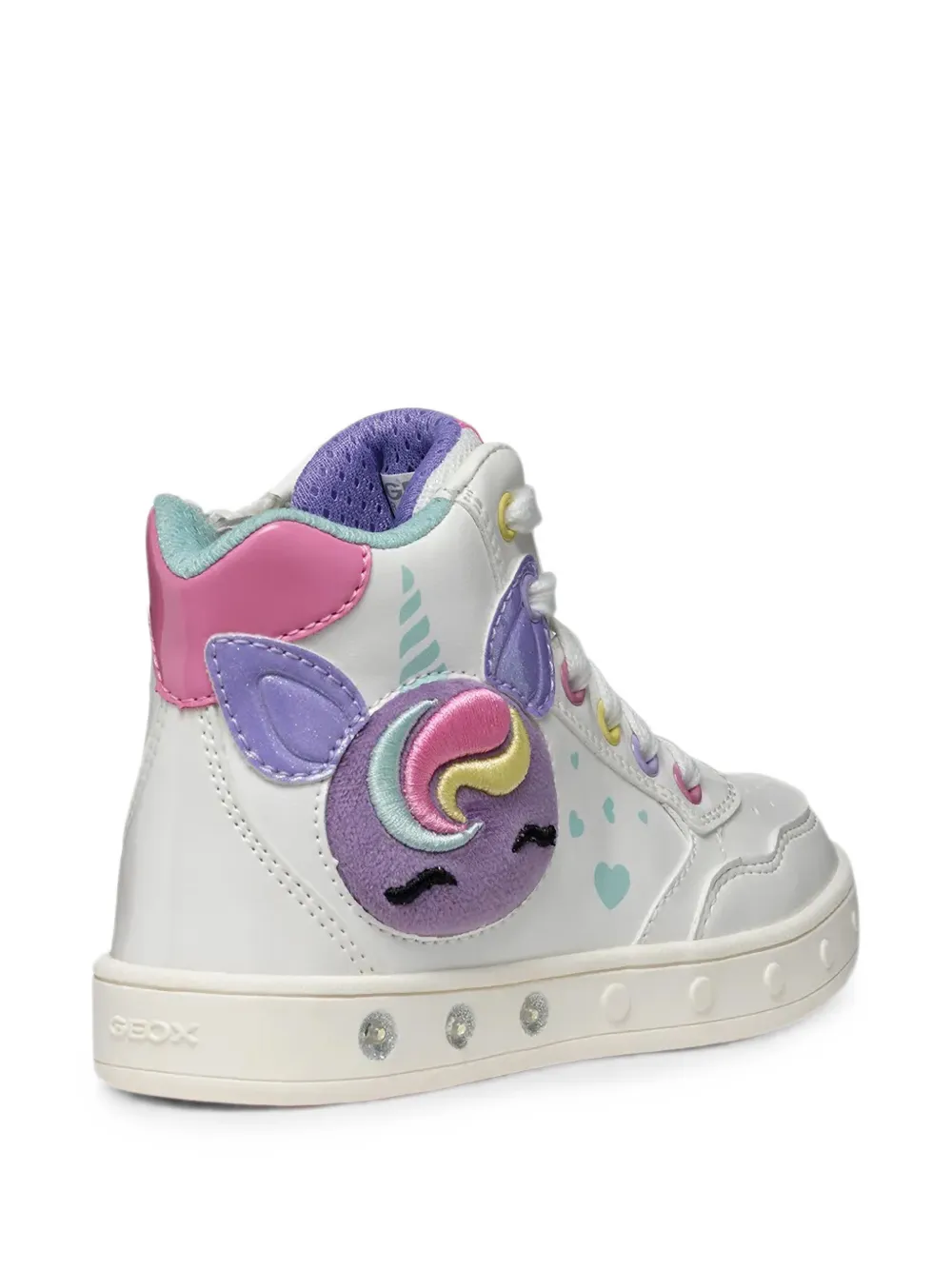 Geox Kids Skylin unicorn-patch high-top sneakers Wit